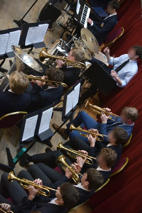 Big Band brass section performing